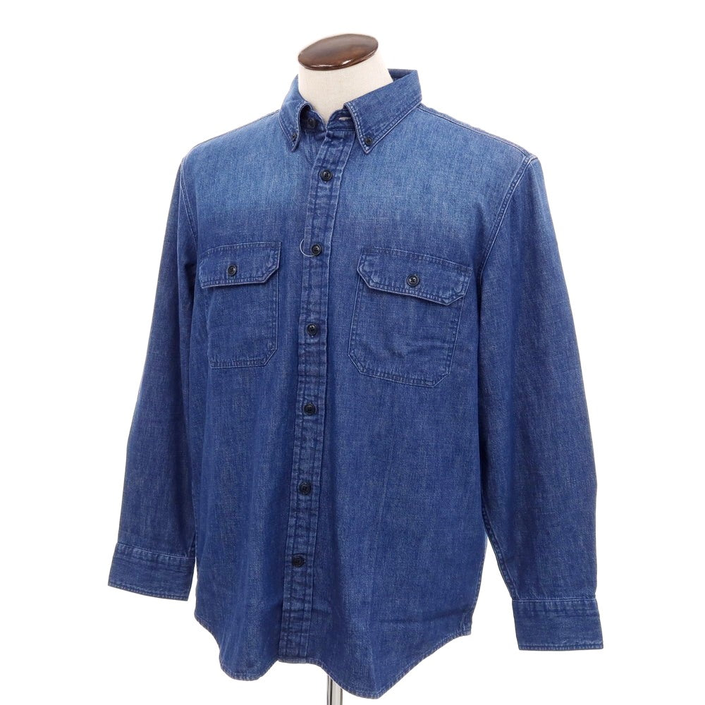 【中古】【未使用】バナナリパブリック Banana Republic コットン デニム ボタンダウン カジュアルシャツ ネイビー【 L 】【 状態ランクS 】【 メンズ 】