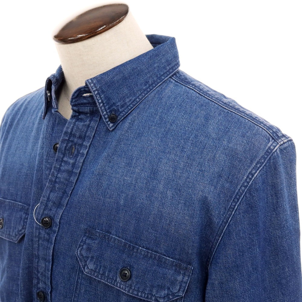 【中古】【未使用】バナナリパブリック Banana Republic コットン デニム ボタンダウン カジュアルシャツ ネイビー【 L 】【 状態ランクS 】【 メンズ 】