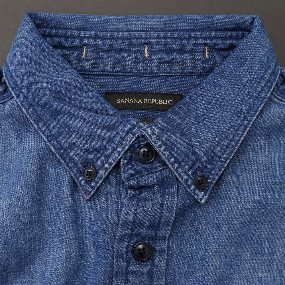 【中古】【未使用】バナナリパブリック Banana Republic コットン デニム ボタンダウン カジュアルシャツ ネイビー【 L 】【 状態ランクS 】【 メンズ 】