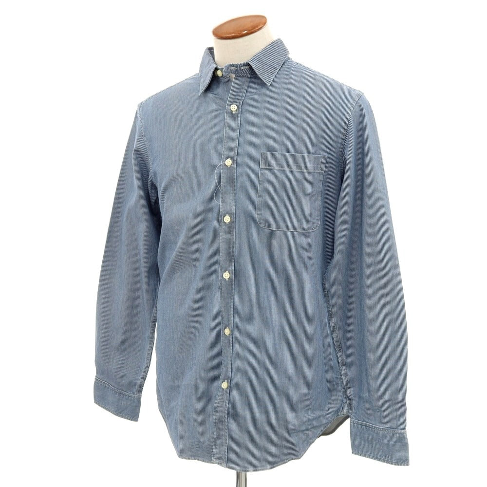 【中古】【未使用】バナナリパブリック Banana Republic ストレッチ コットン ストライプ カジュアルシャツ ネイビー【 M 】【 状態ランクS 】【 メンズ 】