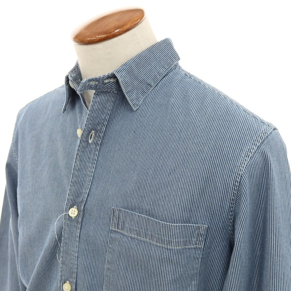 【中古】【未使用】バナナリパブリック Banana Republic ストレッチ コットン ストライプ カジュアルシャツ ネイビー【 M 】【 状態ランクS 】【 メンズ 】