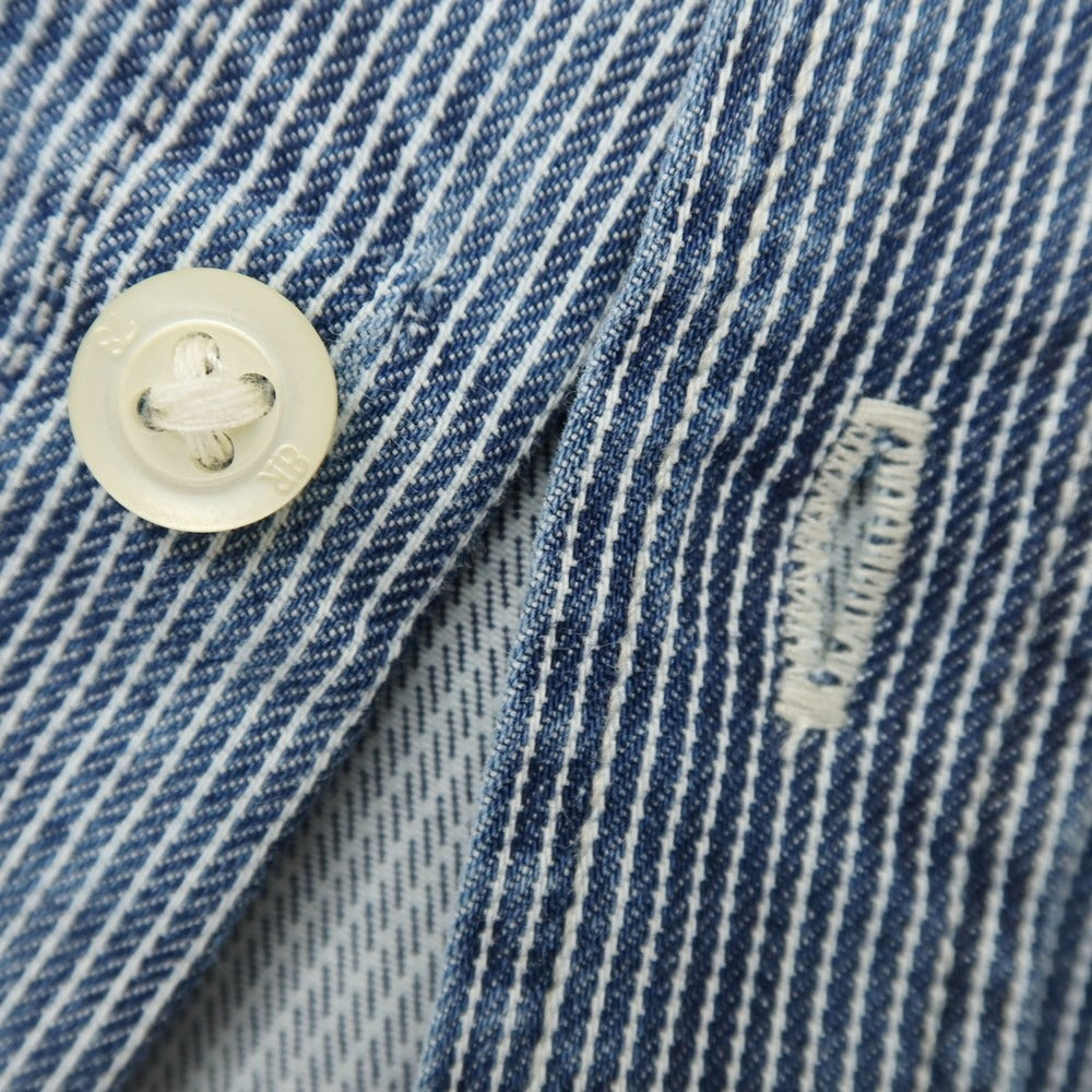 【中古】【未使用】バナナリパブリック Banana Republic ストレッチ コットン ストライプ カジュアルシャツ ネイビー【 M 】【 状態ランクS 】【 メンズ 】