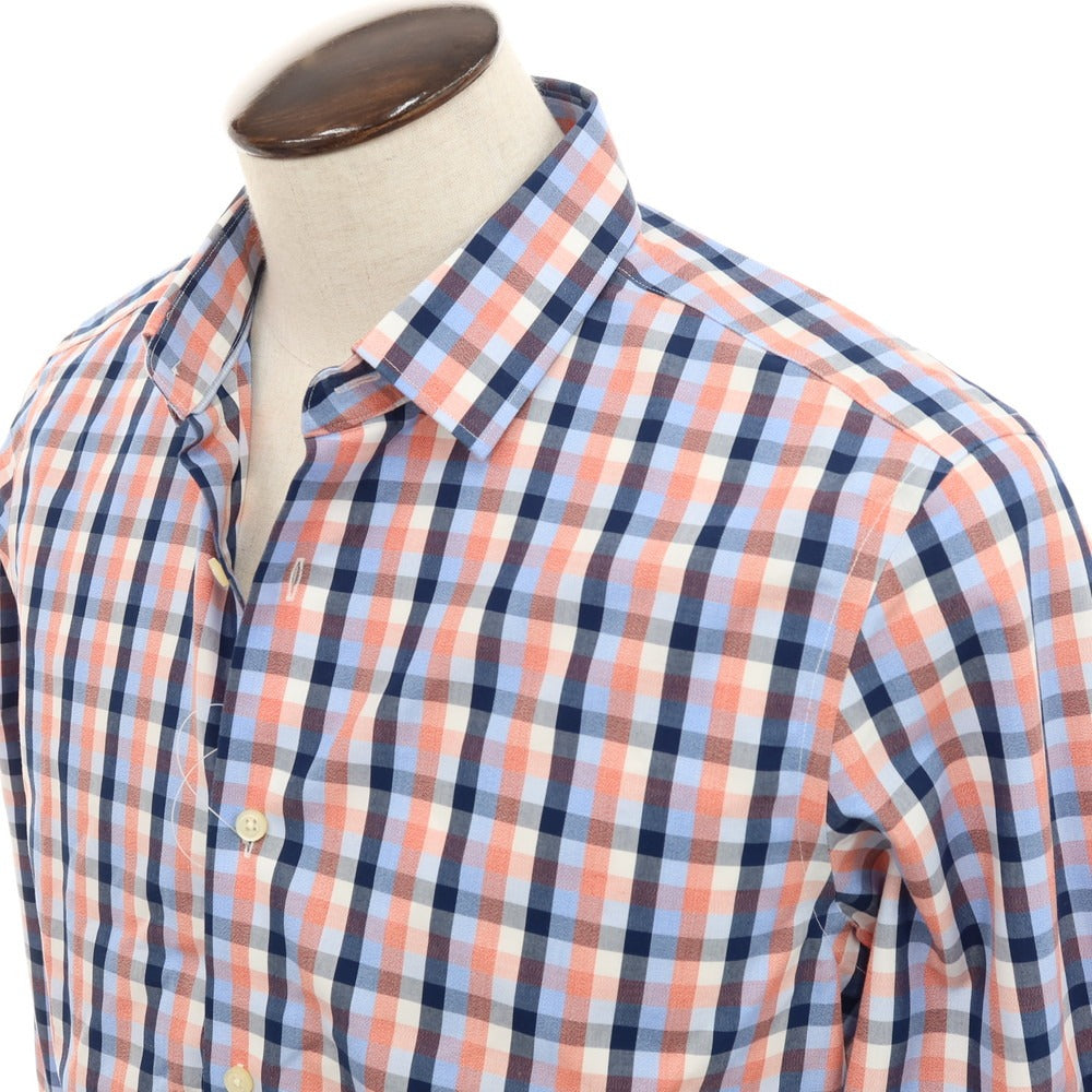 【中古】【未使用】バナナリパブリック Banana Republic コットン チェック カジュアルシャツ サーモンxネイビー【 L 】【 状態ランクS 】【 メンズ 】