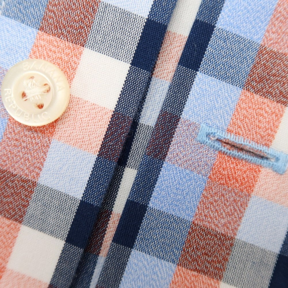 【中古】【未使用】バナナリパブリック Banana Republic コットン チェック カジュアルシャツ サーモンxネイビー【 L 】【 状態ランクS 】【 メンズ 】
