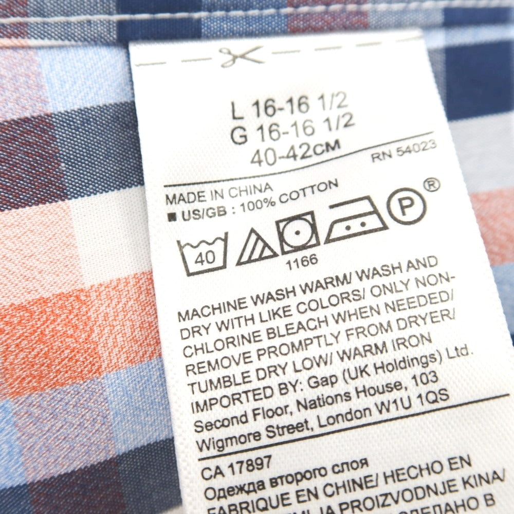 【中古】【未使用】バナナリパブリック Banana Republic コットン チェック カジュアルシャツ サーモンxネイビー【 L 】【 状態ランクS 】【 メンズ 】