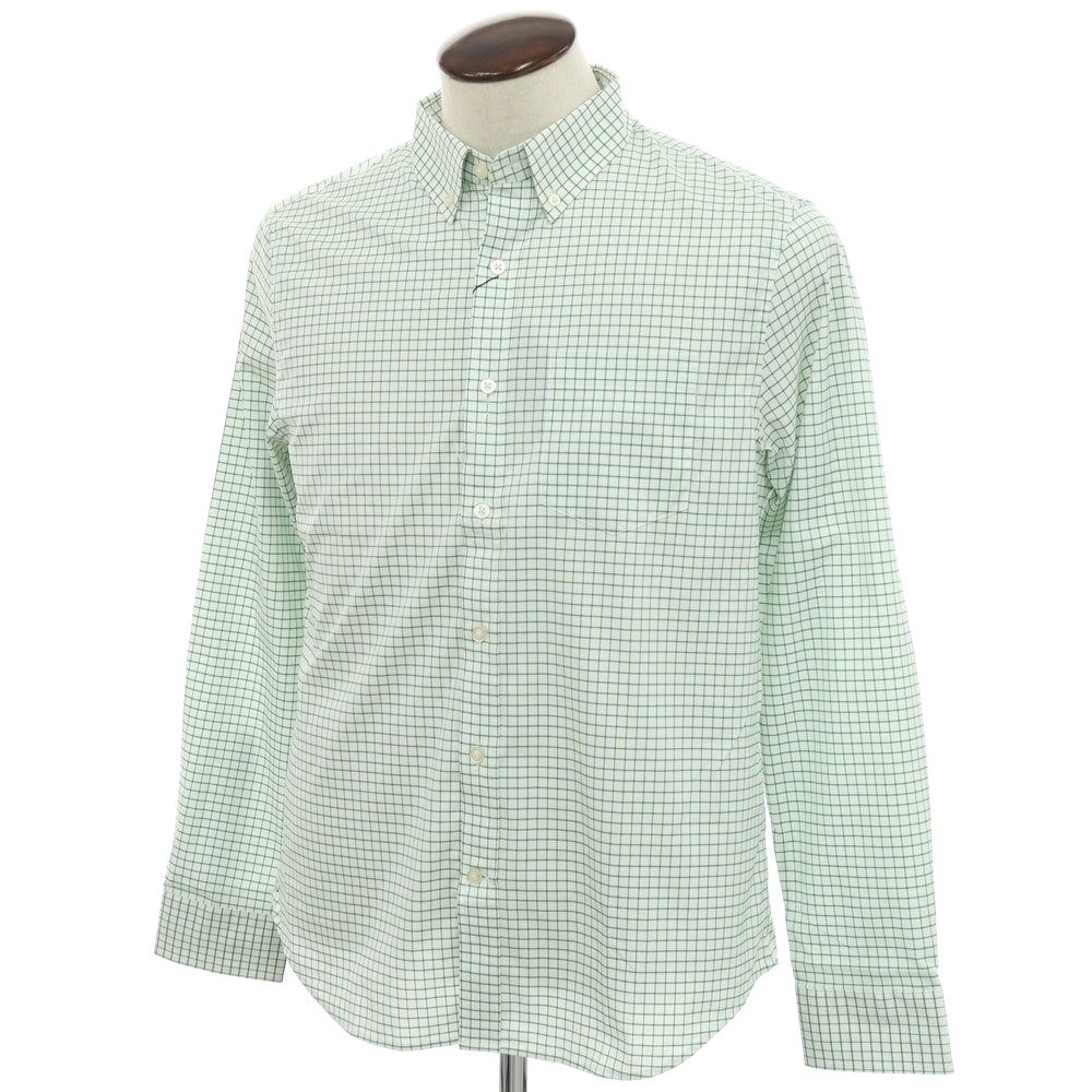 【中古】【未使用】バナナリパブリック Banana Republic ストレッチ コットンポリエステル チェック ボタンダウン カジュアルシャツ ホワイトxグリーン【 L 】【 状態ランクS 】【 メンズ 】