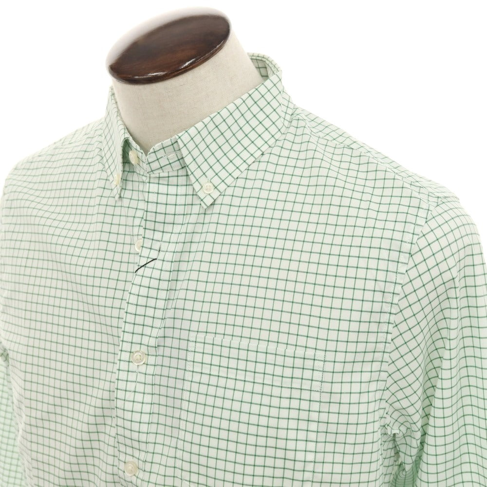 【中古】【未使用】バナナリパブリック Banana Republic ストレッチ コットンポリエステル チェック ボタンダウン カジュアルシャツ ホワイトxグリーン【 L 】【 状態ランクS 】【 メンズ 】