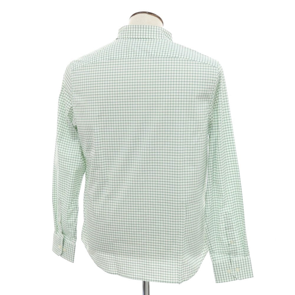 【中古】【未使用】バナナリパブリック Banana Republic ストレッチ コットンポリエステル チェック ボタンダウン カジュアルシャツ ホワイトxグリーン【 L 】【 状態ランクS 】【 メンズ 】