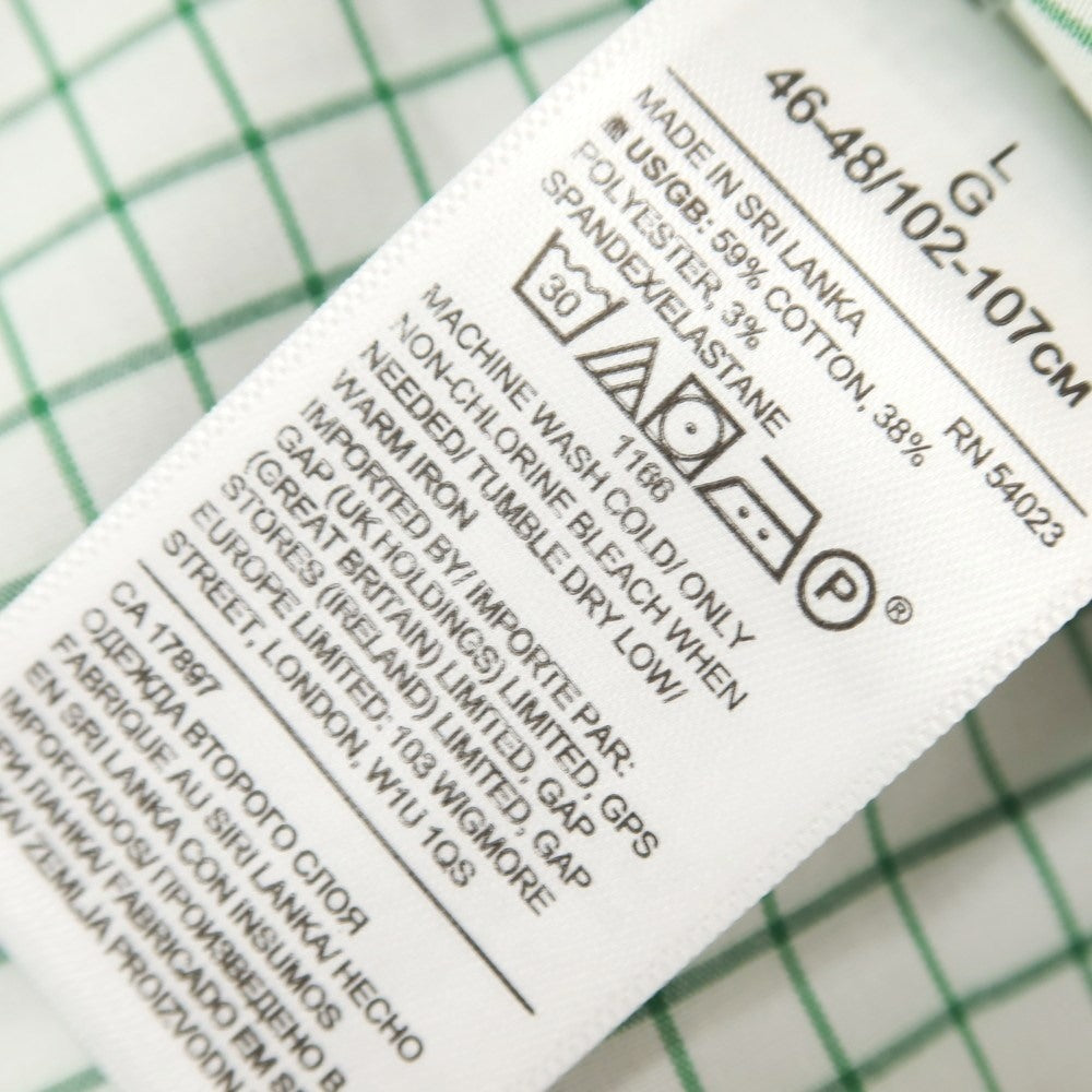 【中古】【未使用】バナナリパブリック Banana Republic ストレッチ コットンポリエステル チェック ボタンダウン カジュアルシャツ ホワイトxグリーン【 L 】【 状態ランクS 】【 メンズ 】