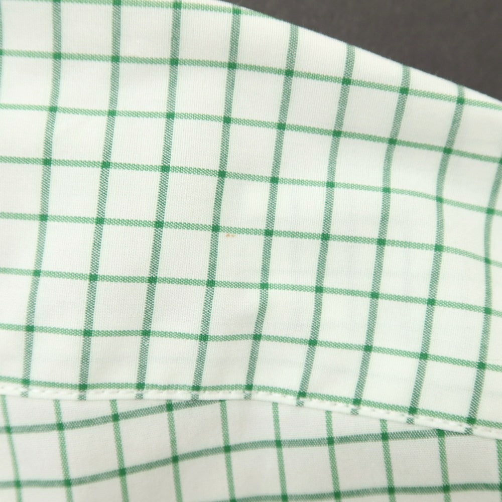 【中古】【未使用】バナナリパブリック Banana Republic ストレッチ コットンポリエステル チェック ボタンダウン カジュアルシャツ ホワイトxグリーン【 L 】【 状態ランクS 】【 メンズ 】