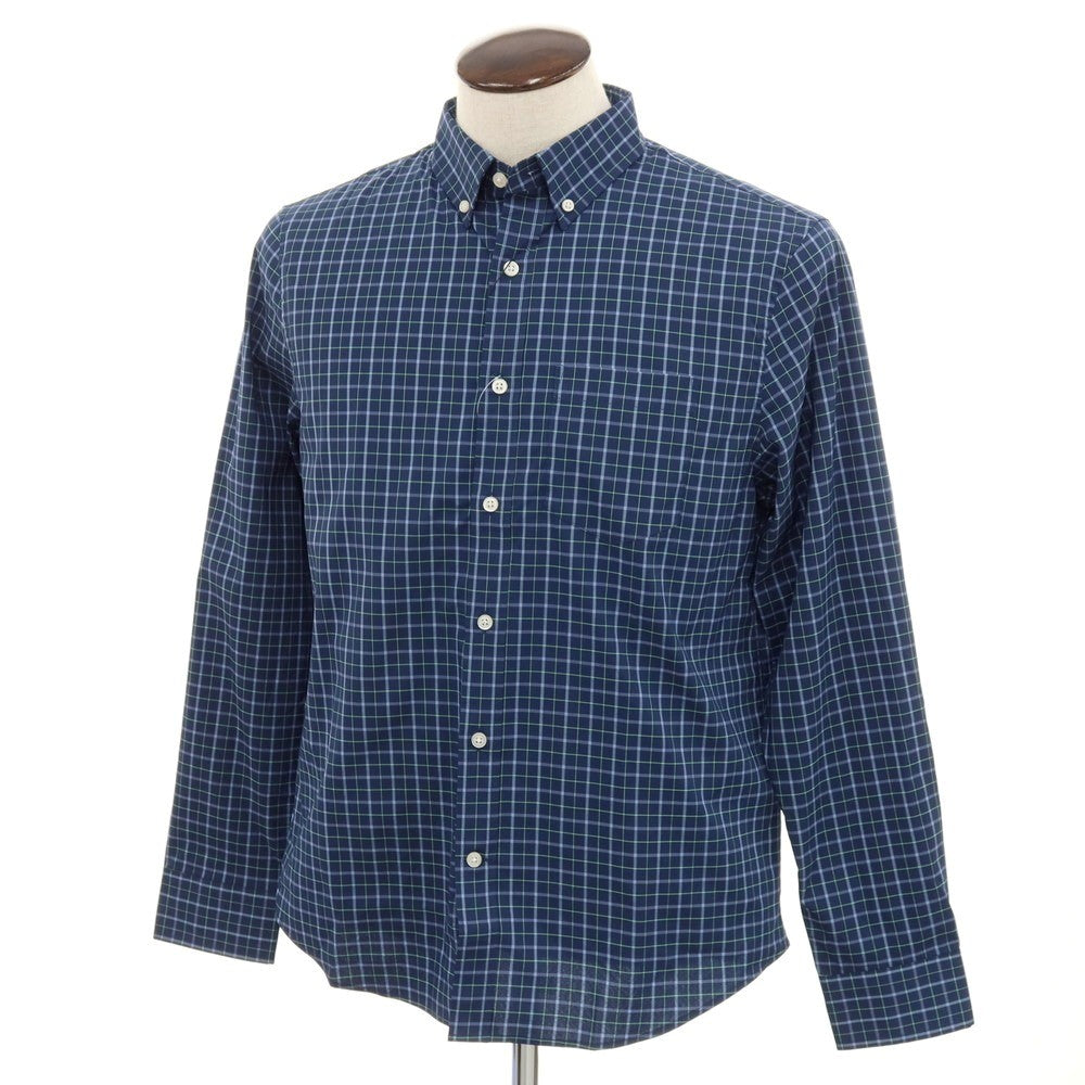 【中古】【未使用】バナナリパブリック Banana Republic ストレッチ コットンポリエステル チェック ボタンダウン カジュアルシャツ ネイビー【 L 】【 状態ランクS 】【 メンズ 】