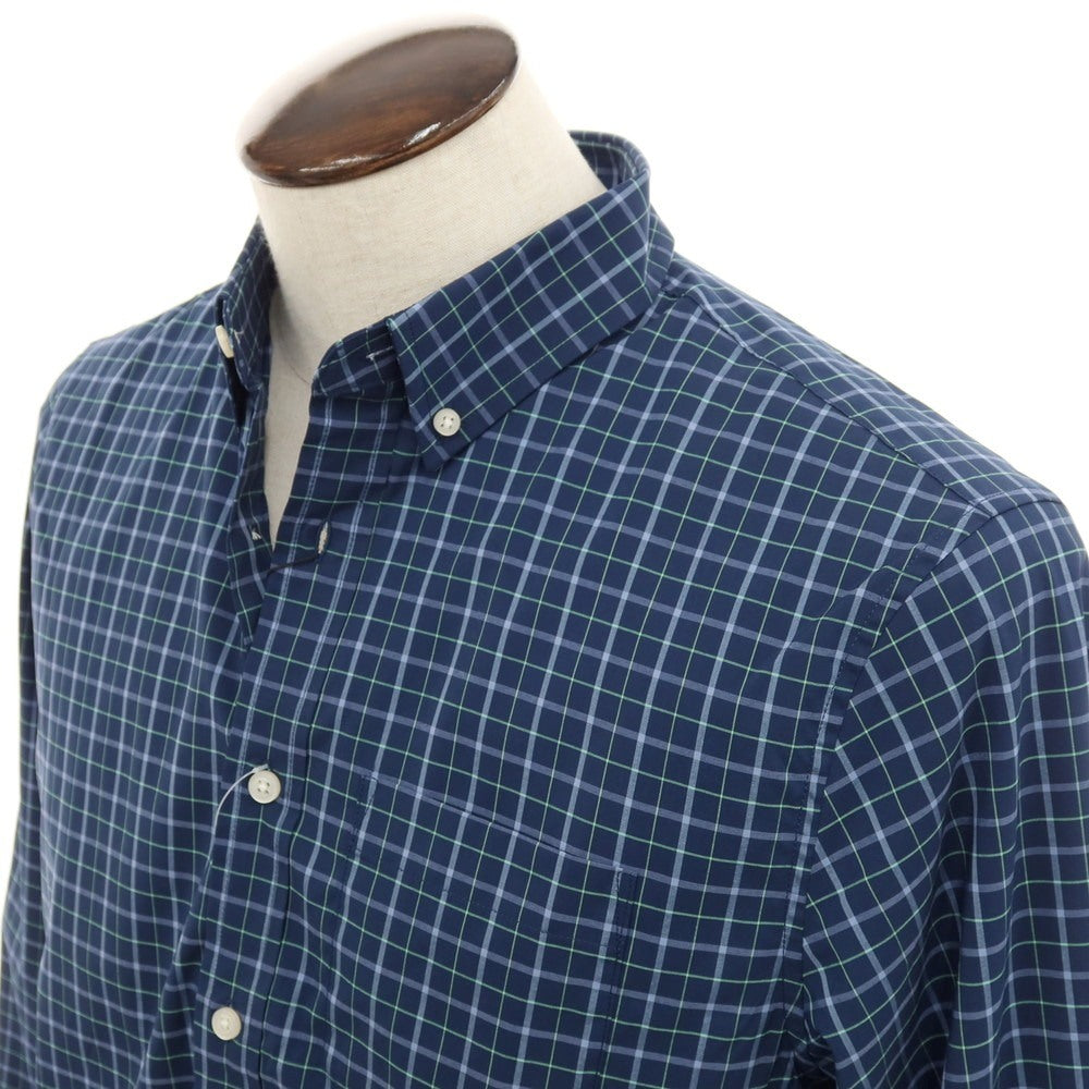 【中古】【未使用】バナナリパブリック Banana Republic ストレッチ コットンポリエステル チェック ボタンダウン カジュアルシャツ ネイビー【 L 】【 状態ランクS 】【 メンズ 】