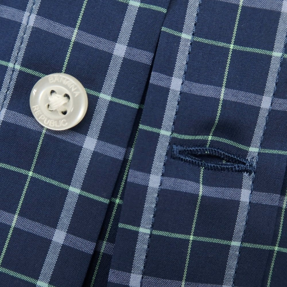 【中古】【未使用】バナナリパブリック Banana Republic ストレッチ コットンポリエステル チェック ボタンダウン カジュアルシャツ ネイビー【 L 】【 状態ランクS 】【 メンズ 】