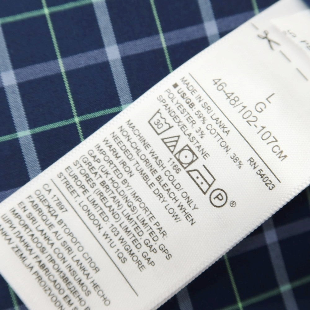 【中古】【未使用】バナナリパブリック Banana Republic ストレッチ コットンポリエステル チェック ボタンダウン カジュアルシャツ ネイビー【 L 】【 状態ランクS 】【 メンズ 】