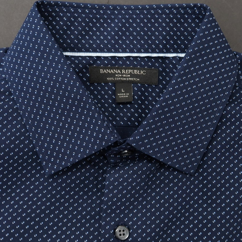 【中古】【未使用】バナナリパブリック Banana Republic コットン レギュラーカラー カジュアルシャツ ネイビー【 L 】【 状態ランクS 】【 メンズ 】