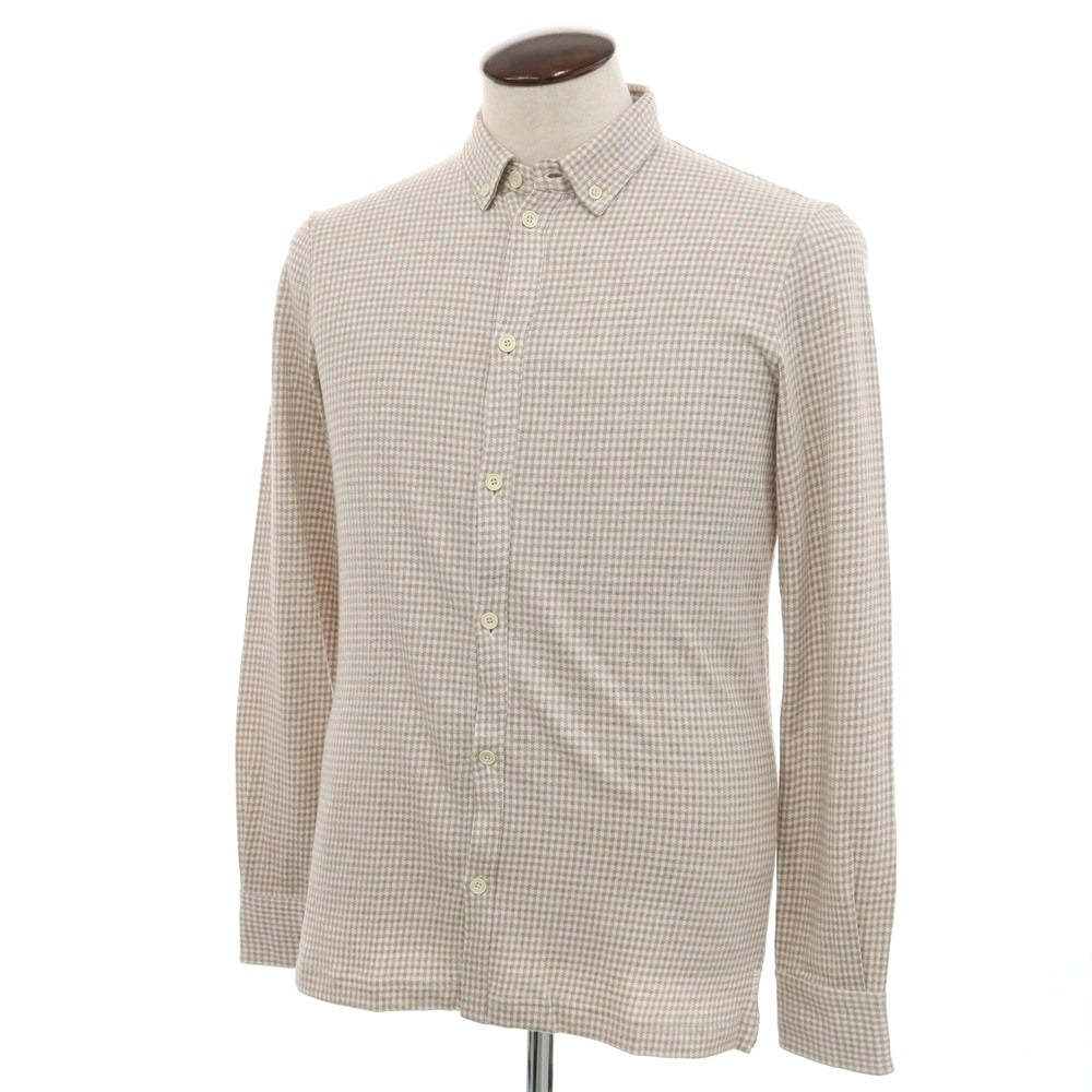 【中古】【未使用】イレブンティ eleventy コットン ギンガムチェック ボタンダウン カジュアルシャツ ベージュ【 L 】【 状態ランクS 】【 メンズ 】