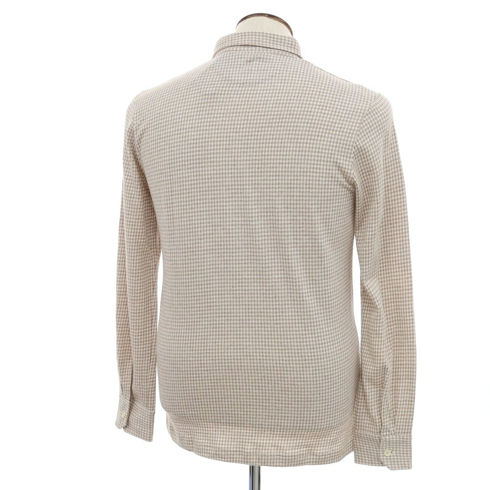 【中古】【未使用】イレブンティ eleventy コットン ギンガムチェック ボタンダウン カジュアルシャツ ベージュ【 L 】【 状態ランクS 】【 メンズ 】