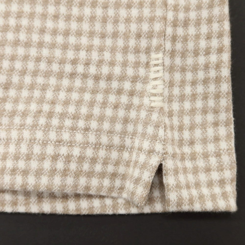 【中古】【未使用】イレブンティ eleventy コットン ギンガムチェック ボタンダウン カジュアルシャツ ベージュ【 L 】【 状態ランクS 】【 メンズ 】