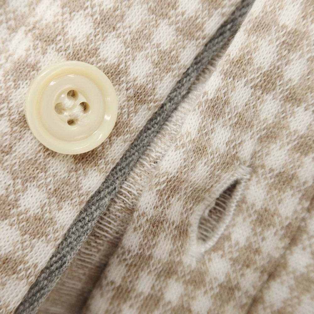 【中古】【未使用】イレブンティ eleventy コットン ギンガムチェック ボタンダウン カジュアルシャツ ベージュ【 L 】【 状態ランクS 】【 メンズ 】