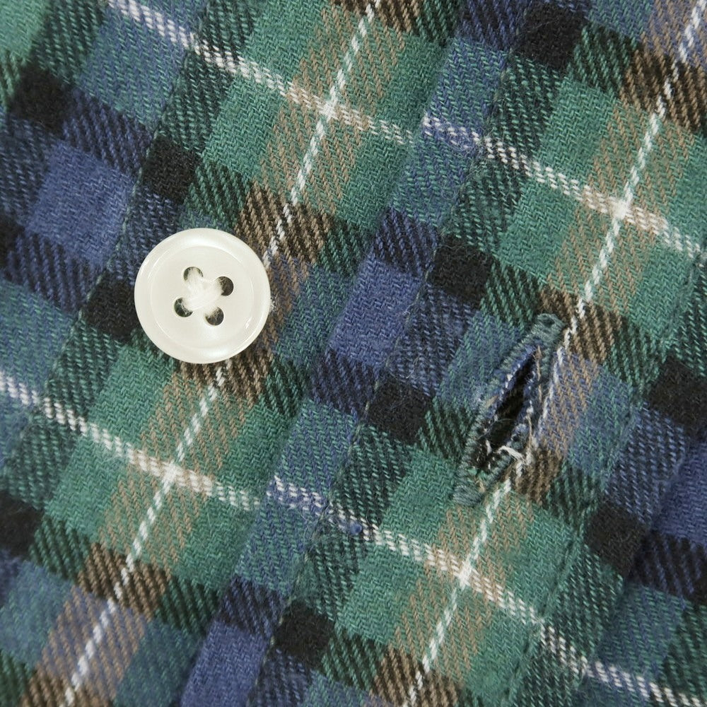 【中古】【未使用】デペール deperlu コットン チェック カジュアルシャツ グリーンxライトネイビー【 M 】【 状態ランクS 】【 メンズ 】