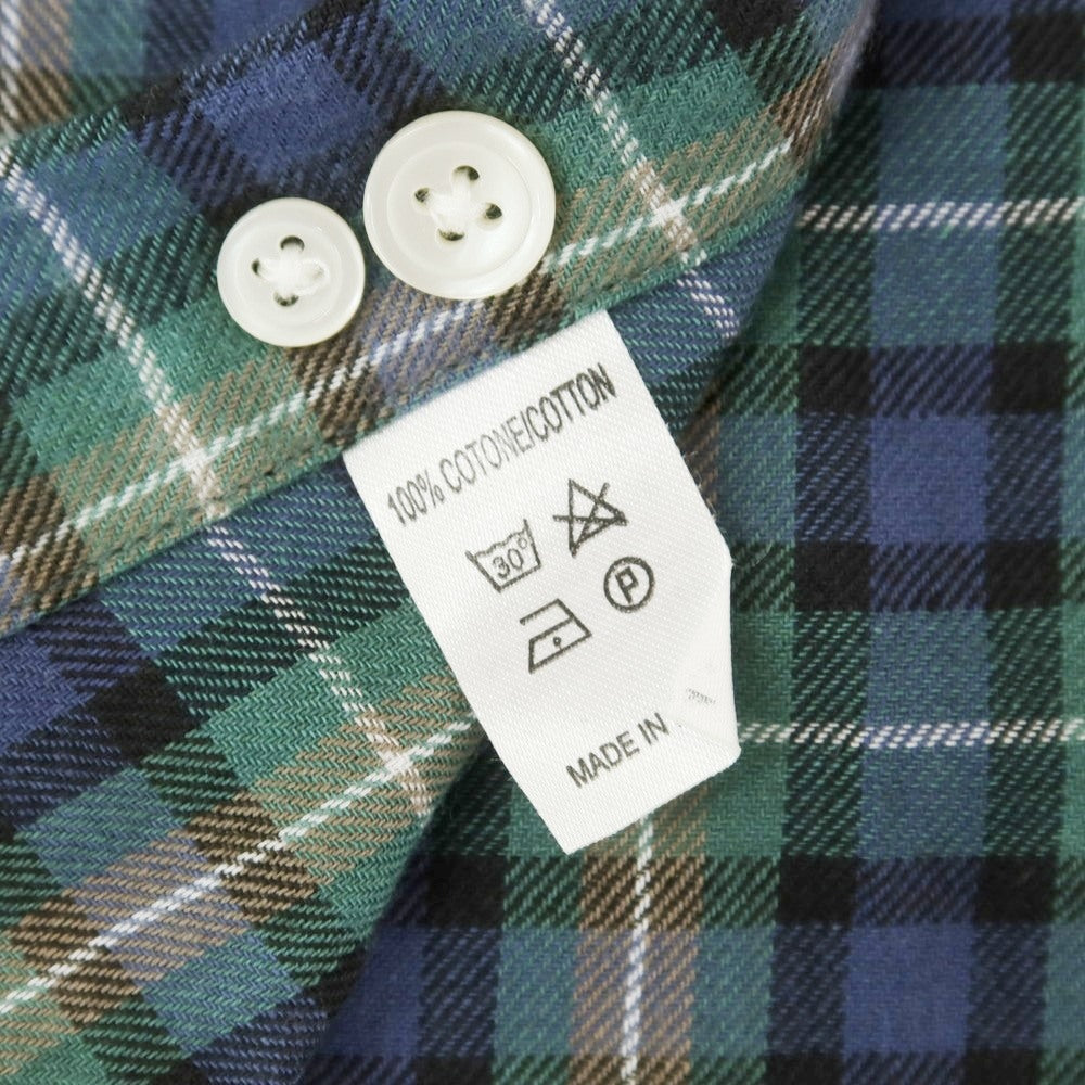 【中古】【未使用】デペール deperlu コットン チェック カジュアルシャツ グリーンxライトネイビー【 M 】【 状態ランクS 】【 メンズ 】
