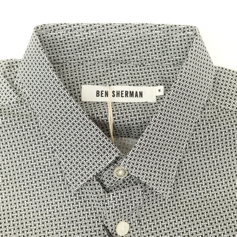 【中古】【未使用】ベンシャーマン Ben Sherman コットン 隠しボタンダウン カジュアルシャツ ブラックxホワイト【 M 】【 状態ランクS 】【 メンズ 】