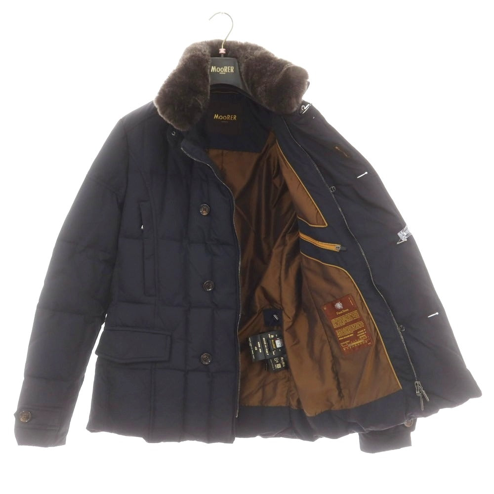 【中古】ムーレー MOORER ポリエステル SIRO-KM ファー ダウンジャケット ネイビー【 46 】【 状態ランクB 】【 メンズ 】