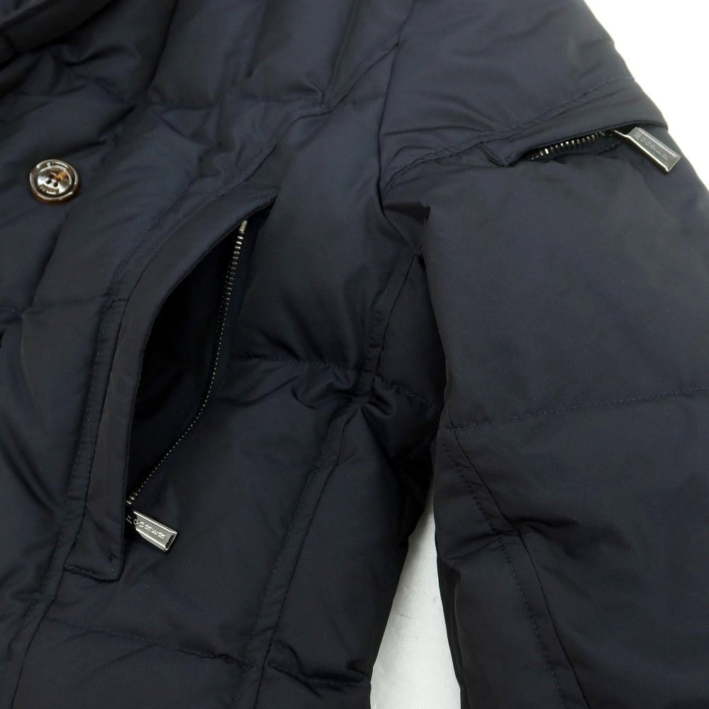 【中古】ムーレー MOORER ポリエステル SIRO-KM ファー ダウンジャケット ネイビー【 46 】【 状態ランクB 】【 メンズ 】