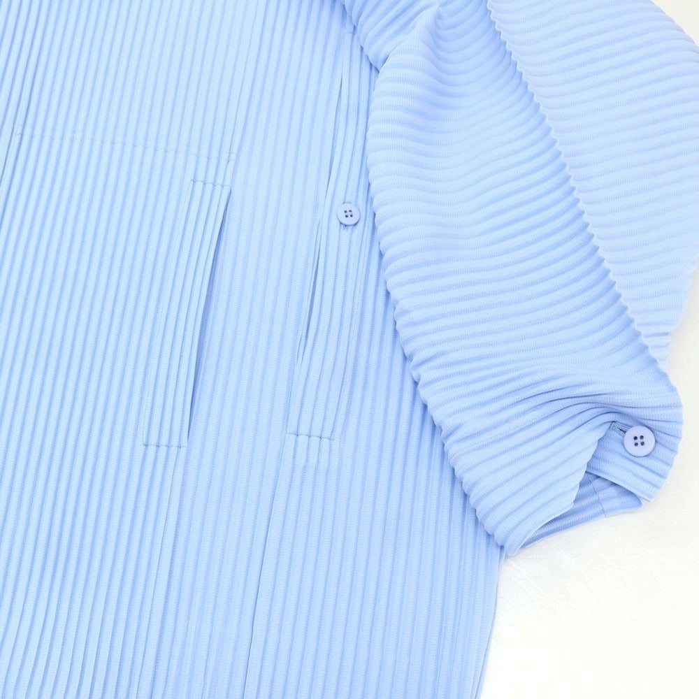 【中古】オム プリッセ イッセイミヤケ HOMME PLISSE ISSEY MIYAKE 2025年春夏 プリーツ加工 コート ライトブルー【 表記なし(L位) 】【 状態ランクB 】【 メンズ 】