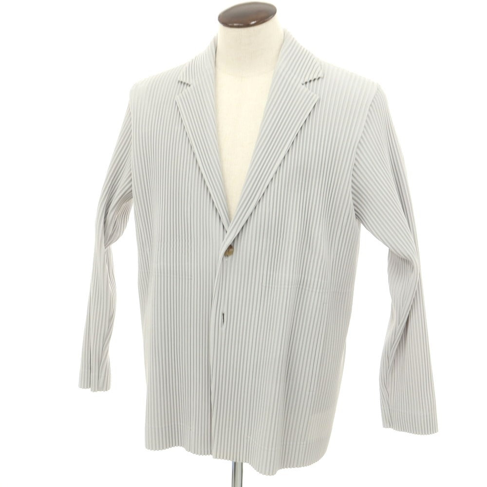 【中古】オム プリッセ イッセイミヤケ HOMME PLISSE ISSEY MIYAKE プリーツ加工 カジュアルジャケット ライトグレー【 3 】【 状態ランクA 】【 メンズ 】