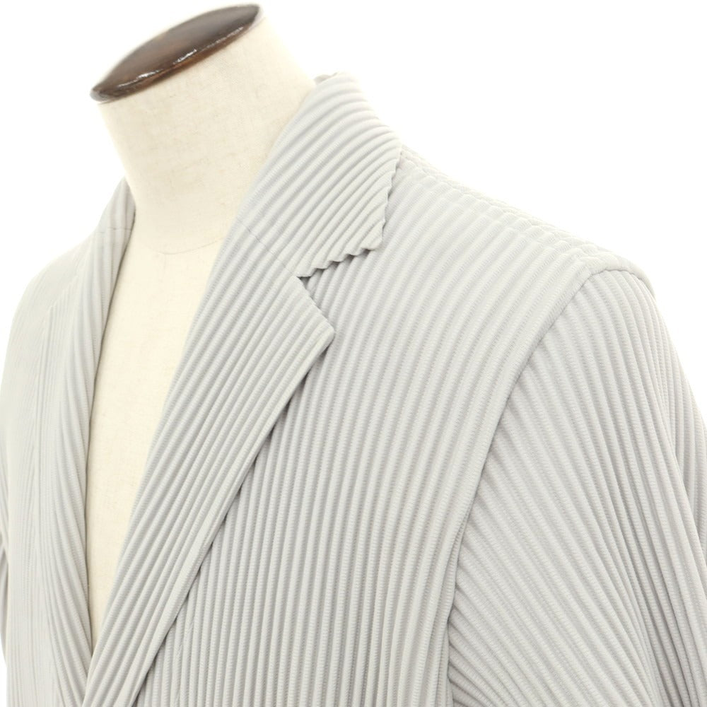 【中古】オム プリッセ イッセイミヤケ HOMME PLISSE ISSEY MIYAKE プリーツ加工 カジュアルジャケット ライトグレー【 3 】【 状態ランクA 】【 メンズ 】