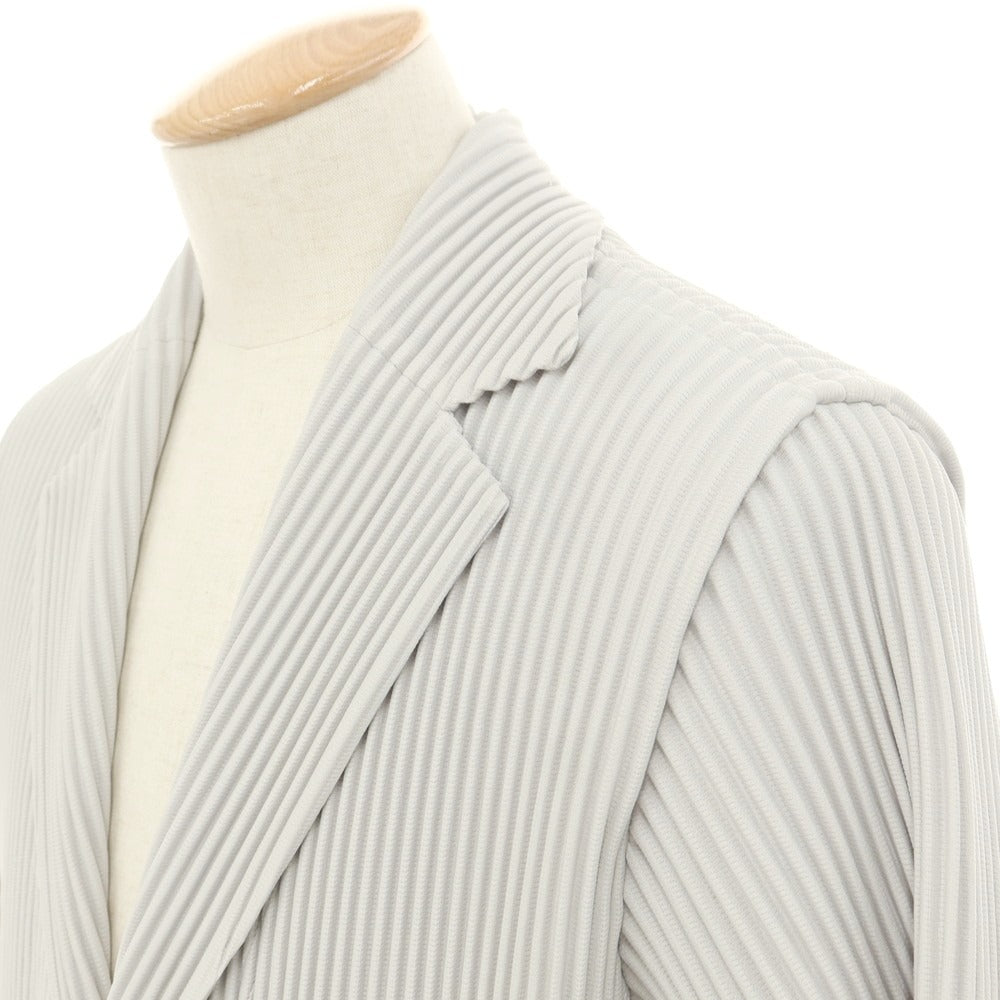 【中古】オム プリッセ イッセイミヤケ HOMME PLISSE ISSEY MIYAKE プリーツ加工 ジャケット ライトグレー【 1 】【 状態ランクA 】【 メンズ 】