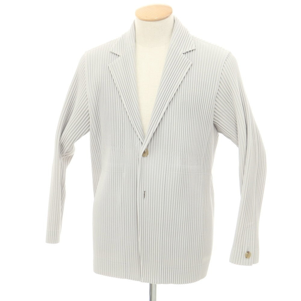 【中古】オム プリッセ イッセイミヤケ HOMME PLISSE ISSEY MIYAKE プリーツ加工 カジュアルジャケット ライトグレー【 1 】【 状態ランクA 】【 メンズ 】