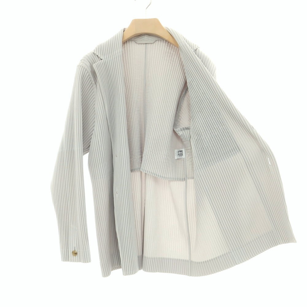 【中古】オム プリッセ イッセイミヤケ HOMME PLISSE ISSEY MIYAKE プリーツ加工 カジュアルジャケット ライトグレー【 3 】【 状態ランクA 】【 メンズ 】