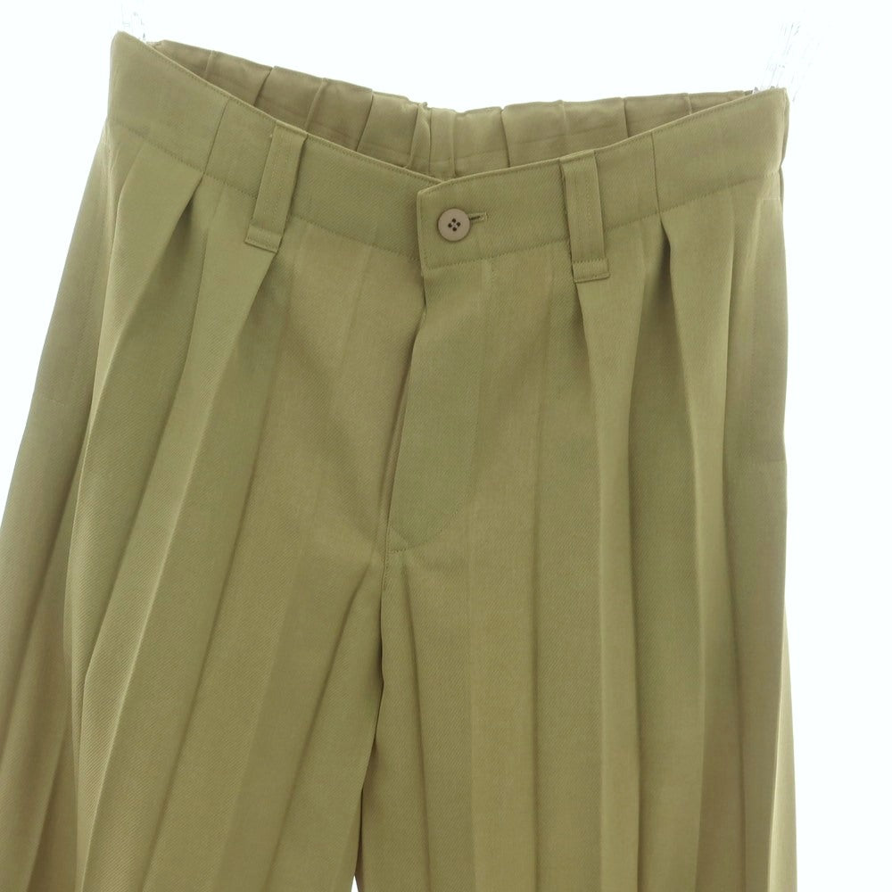 【中古】オム プリッセ イッセイミヤケ HOMME PLISSE ISSEY MIYAKE 2025年春夏 ポリエステル系 プリーツ ストレートパンツ グリーン【 表記なし(L位) 】【 状態ランクA 】【 メンズ 】