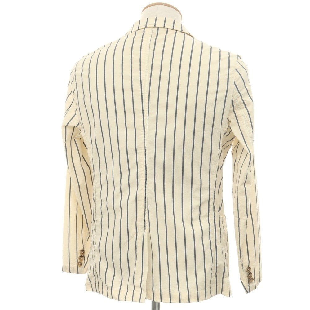 【中古】ゲス Guess シアサッカーコットン ストライプ ジャケット ベージュxネイビー【 XS 】【 状態ランクC 】【 メンズ 】