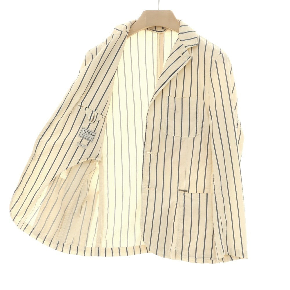 【中古】ゲス Guess シアサッカーコットン ストライプ ジャケット ベージュxネイビー【 XS 】【 状態ランクC 】【 メンズ 】