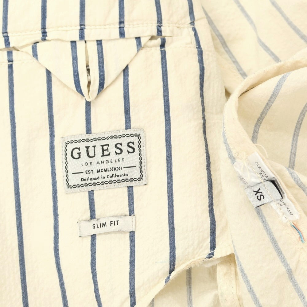 【中古】ゲス Guess シアサッカーコットン ストライプ ジャケット ベージュxネイビー【 XS 】【 状態ランクC 】【 メンズ 】