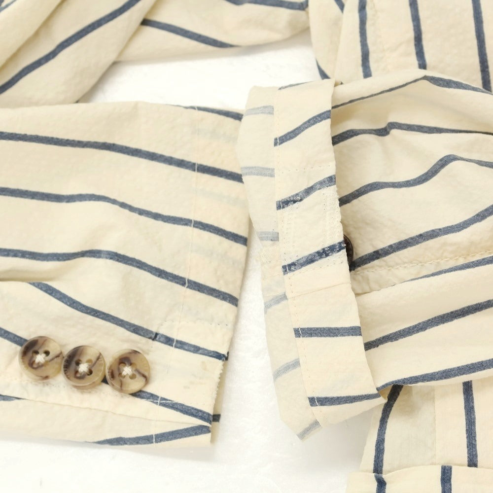 【中古】ゲス Guess シアサッカーコットン ストライプ ジャケット ベージュxネイビー【 XS 】【 状態ランクC 】【 メンズ 】