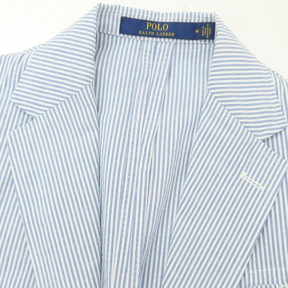 【中古】ポロ ラルフローレン Polo Ralph Lauren シアサッカーコットン ストライプ ジャケット ライトブルーxホワイト【 M 】【 状態ランクB 】【 メンズ 】