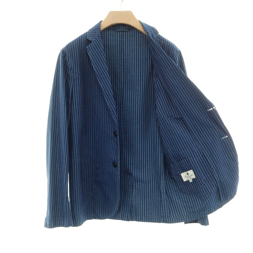 【中古】ジャンネット giannetto シャンブレーコットン ストライプ ジャケット ネイビーxブルー【 50 】【 状態ランクD 】【 メンズ 】