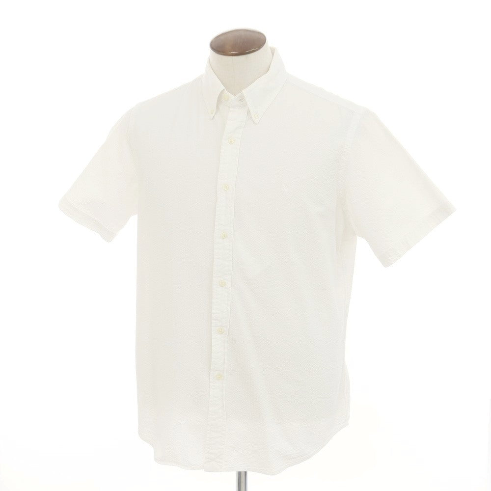 【中古】ラルフローレン RALPH LAUREN コットン シアサッカー ボタンダウン 半袖シャツ ホワイト【 L 】【 状態ランクC 】【 メンズ 】