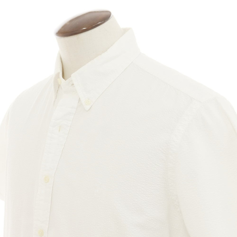 【中古】ラルフローレン RALPH LAUREN コットン シアサッカー ボタンダウン 半袖シャツ ホワイト【 L 】【 状態ランクC 】【 メンズ 】