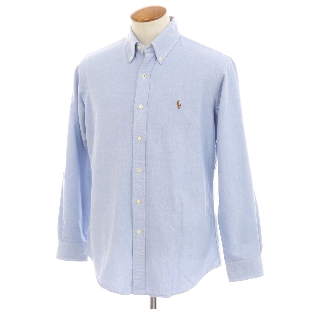 【中古】ラルフローレン RALPH LAUREN コットン オックスフォード ボタンダウン カジュアルシャツ ライトブルー【 M 】【 状態ランクB 】【 メンズ 】