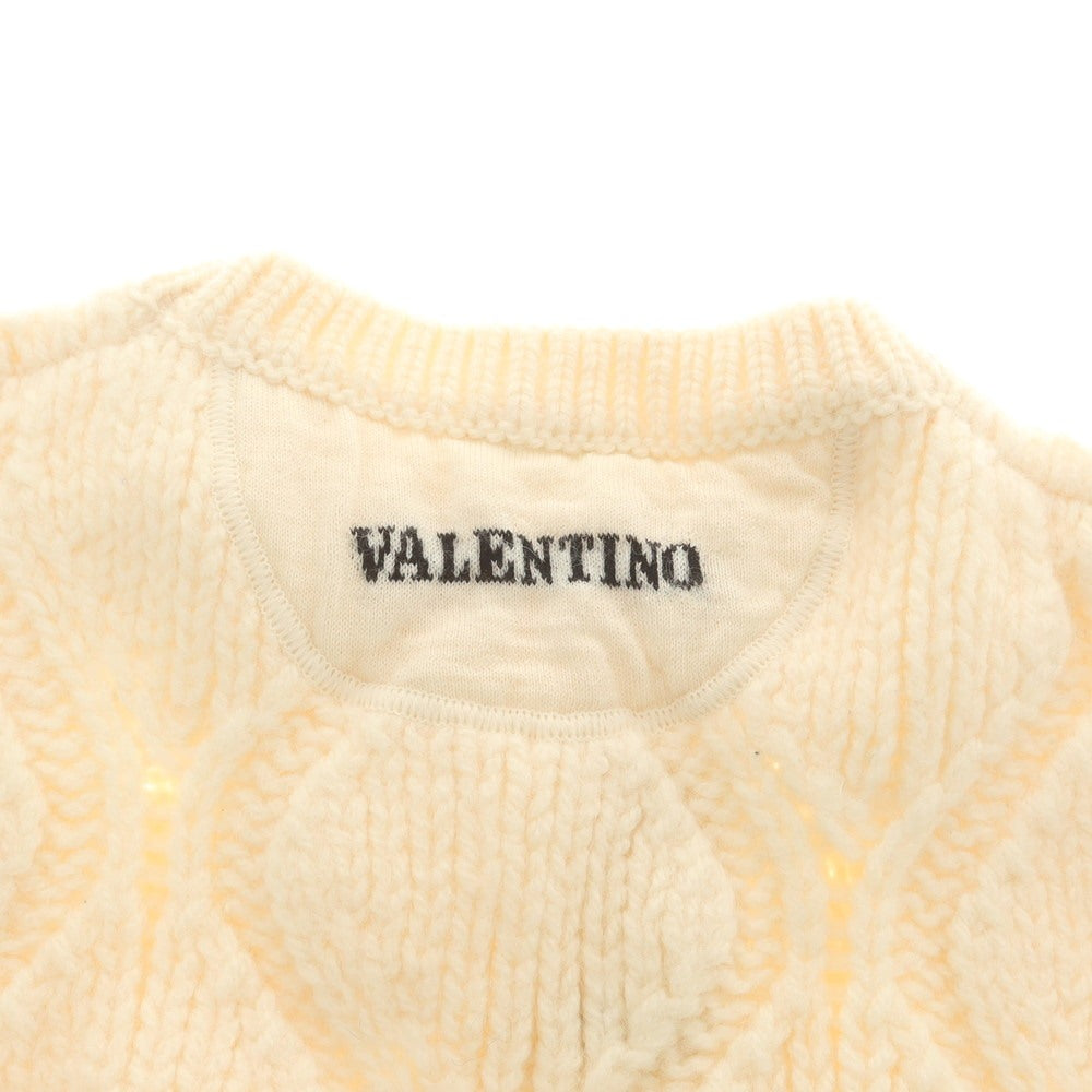 【中古】ヴァレンティノ VALENTINO ローゲージ ウール クルーネック プルオーバーニット オフホワイト【 M 】【 状態ランクB 】【 メンズ 】