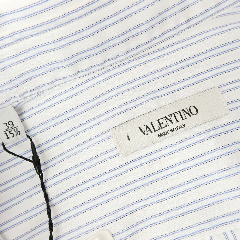 【中古】ヴァレンティノ VALENTINO コットン ストライプ レギュラーカラー カジュアルシャツ ホワイトxブルー【 39 】【 状態ランクA 】【 メンズ 】
