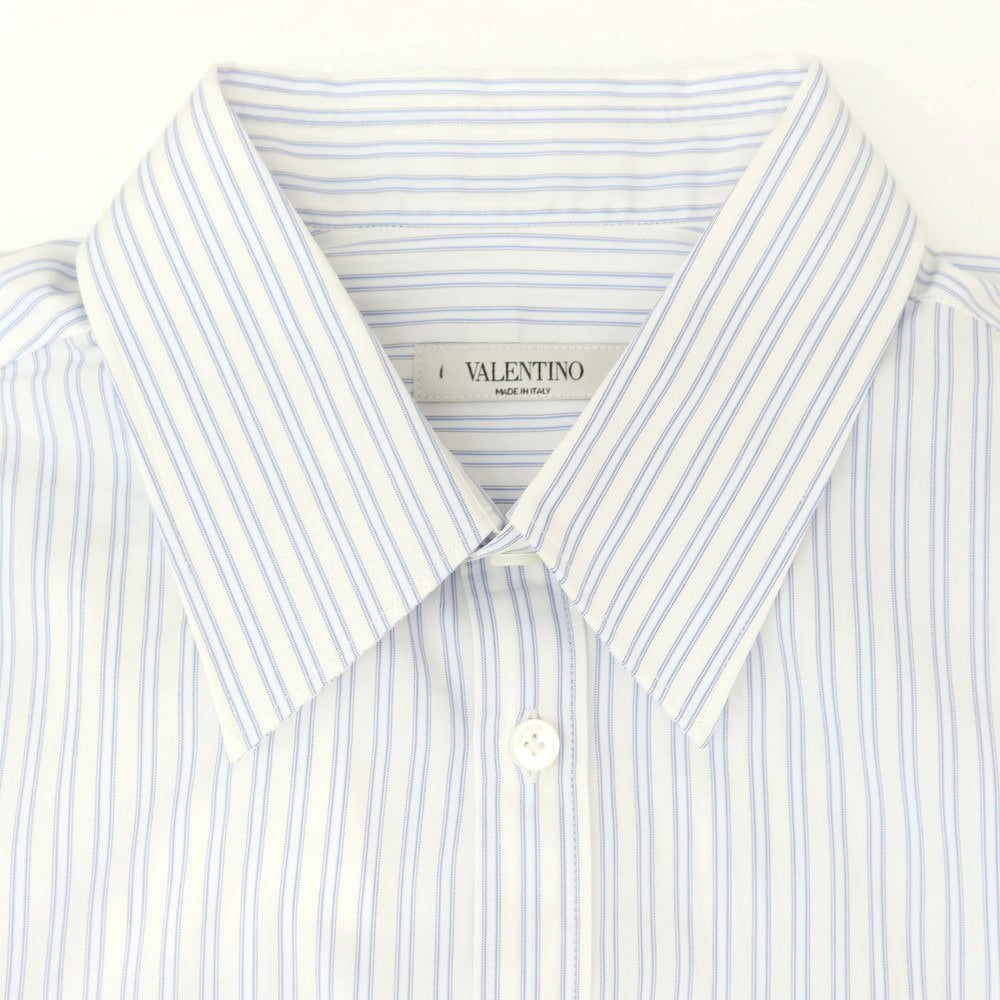 【中古】ヴァレンティノ VALENTINO コットン ストライプ レギュラーカラー カジュアルシャツ ホワイトxブルー【 39 】【 状態ランクA 】【 メンズ 】