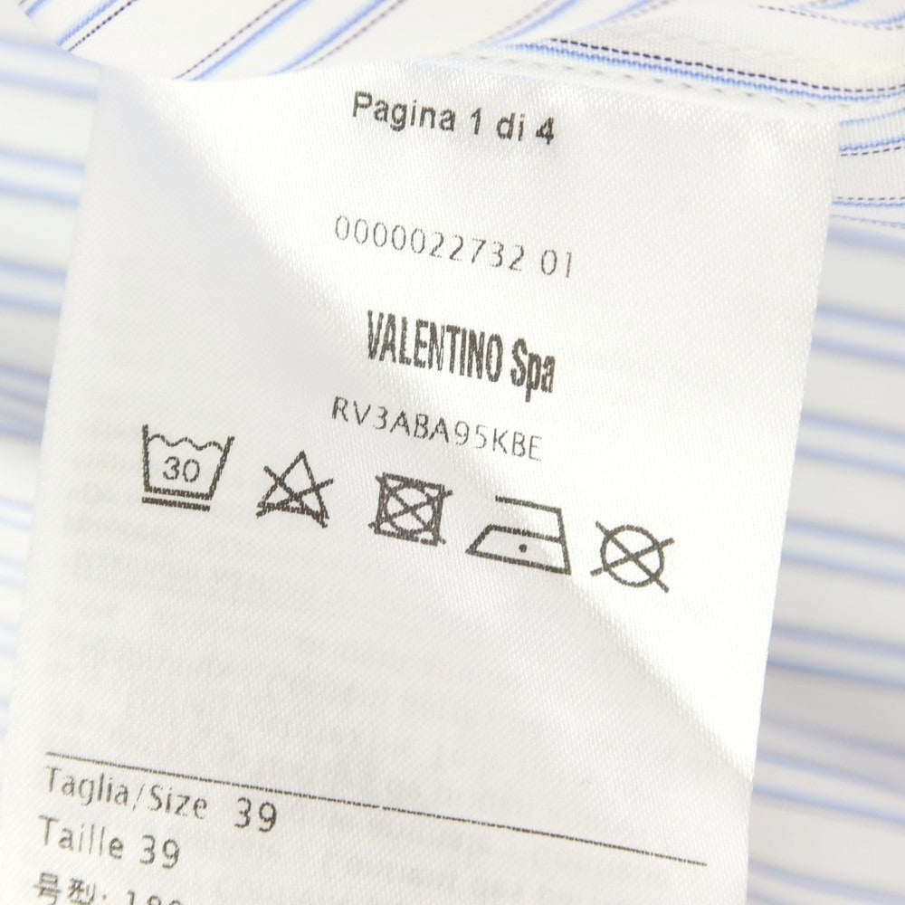 【中古】ヴァレンティノ VALENTINO コットン ストライプ レギュラーカラー カジュアルシャツ ホワイトxブルー【 39 】【 状態ランクA 】【 メンズ 】