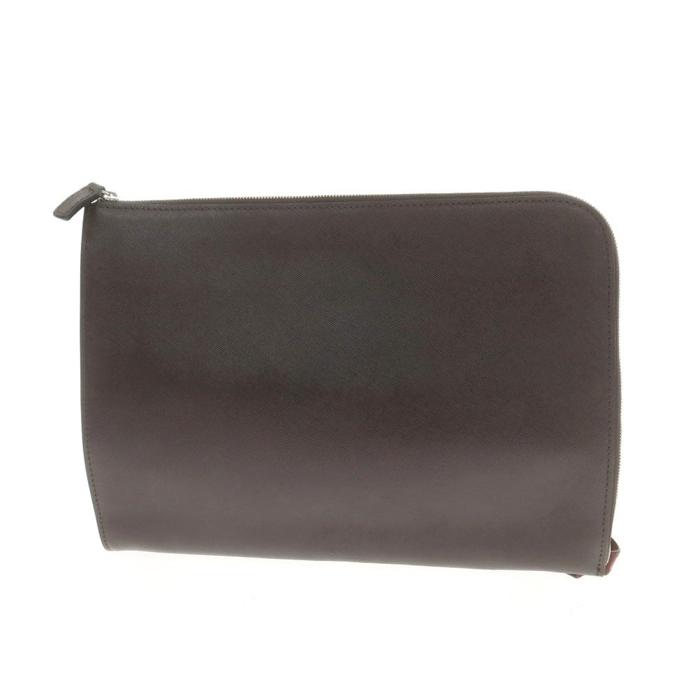 【中古】アンドレアロッシ Andrea Rossi 型押しレザー クラッチバッグ ダークブラウンxワインレッド【 状態ランクB 】【 メンズ 】