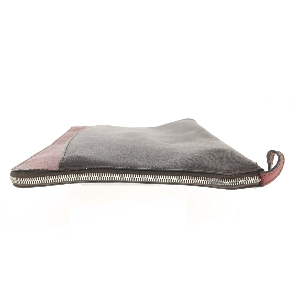 【中古】アンドレアロッシ Andrea Rossi 型押しレザー クラッチバッグ ダークブラウンxワインレッド【 状態ランクB 】【 メンズ 】